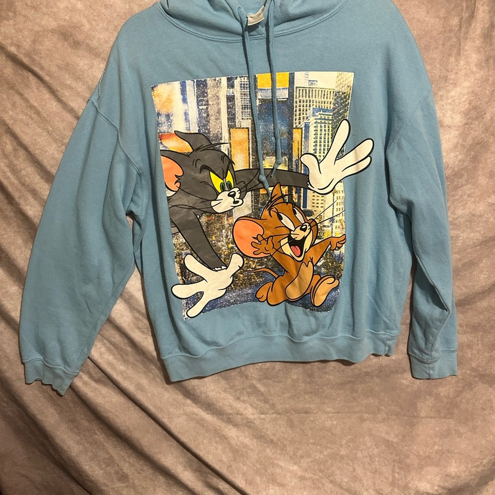 Tom & Jerry Blue Graphic Hoodie